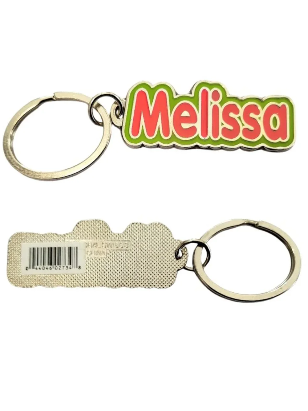 SWIBCO NW0T Pink & Green Galaxy Keychain Silver Metal Personalized Name MELISSA